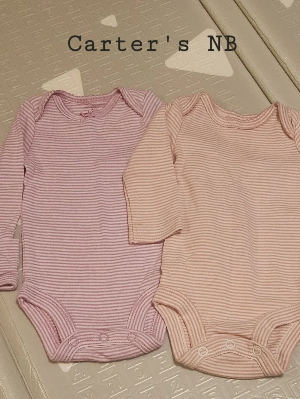 Carter's Newborn Long-Sleeve Striped Bodysuits - Lavendar & Dusty Pink